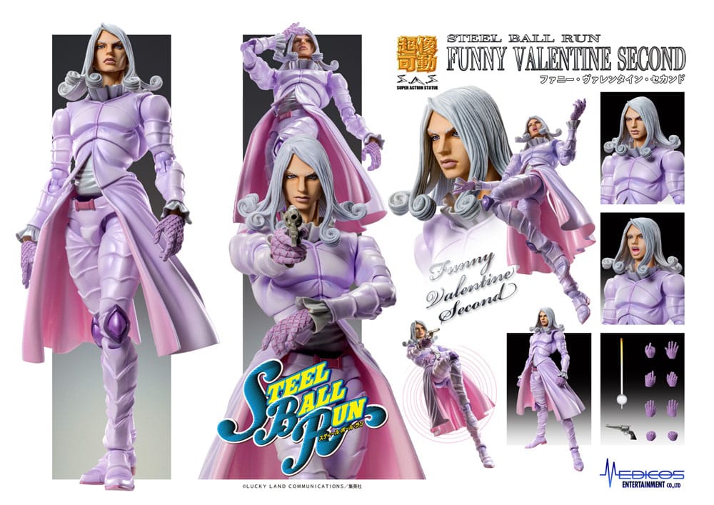 PREORDINE+ 12/2025 JoJo's Bizarre Adventure Part7 Steel Ball Run Super Action Action Figure Chozokado Funny Valentine Second 15 cm