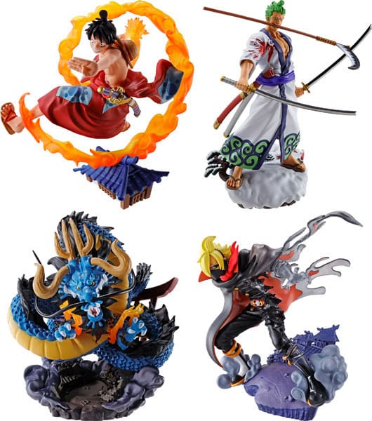 SU ORDINAZIONE One Piece Petitrama PVC Mini Statue Logbox Re Birth Wano Kuni Vol. 1 Set 9 cm