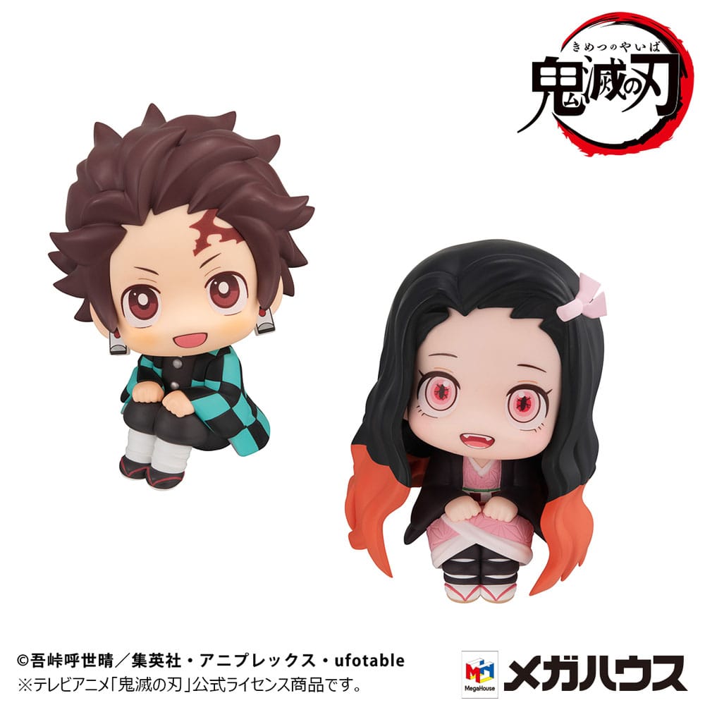 PREORDINE ESAURITO Demon Slayer: Kimetsu no Yaiba Look Up PVC Statue Tanjiro Kamado Sharp face Ver. & Nezuko Kamado Conquered the sun Ver. 11 cm (with gift)
