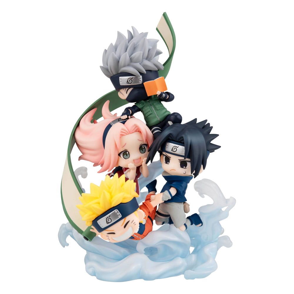 Auf Bestellung gefertigte Naruto Shippuden FigUnity PVC-Mini-Statue „Versammelt euch hier, Team 7“, 13 cm