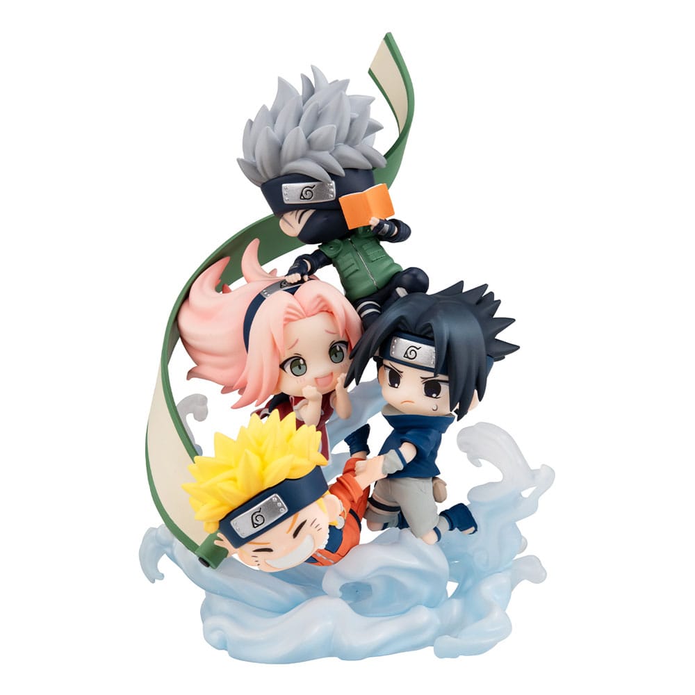 Auf Bestellung gefertigte Naruto Shippuden FigUnity PVC Mini-Statue „Versammelt euch hier, Team 7“, 13 cm (mit Geschenk)