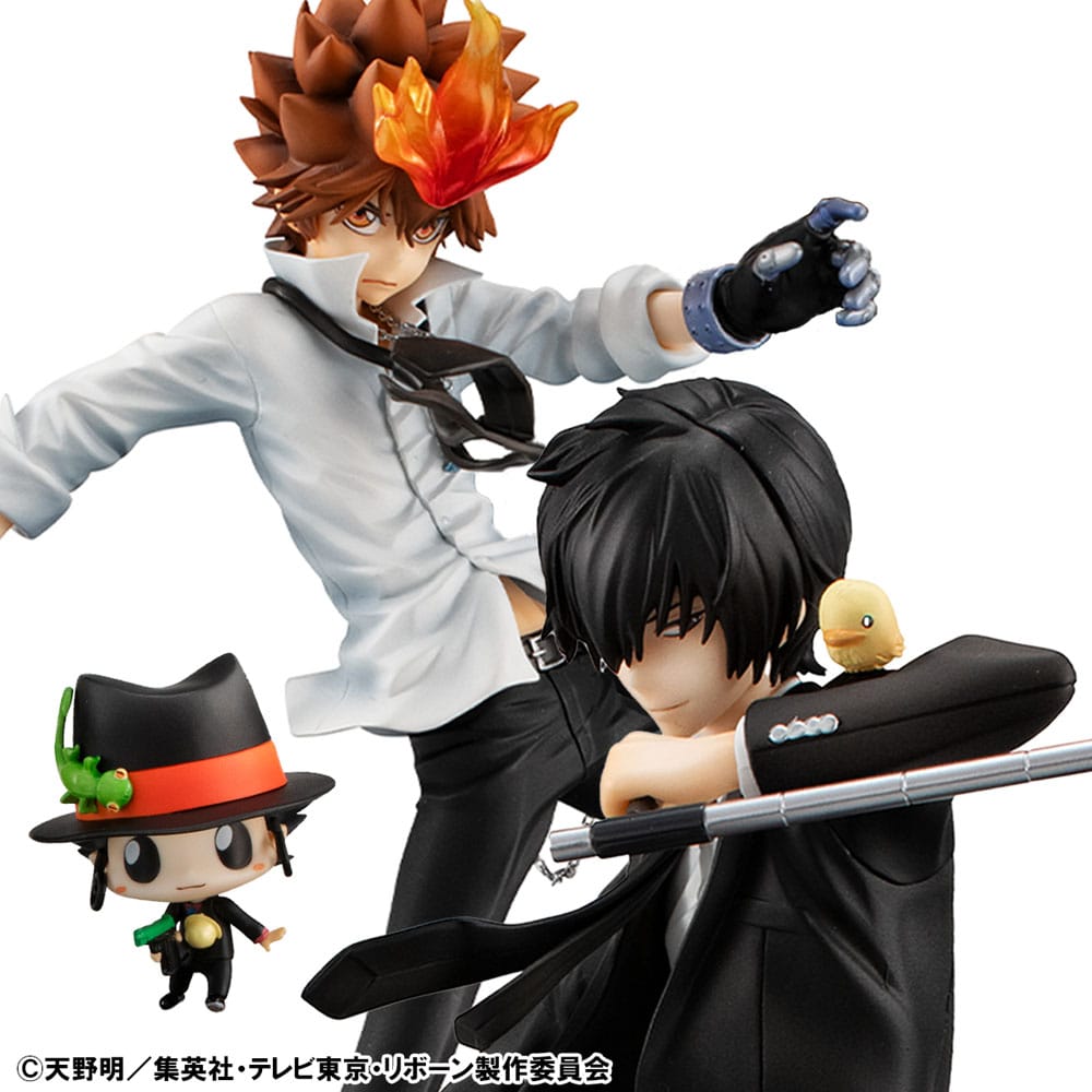 PREORDINE+ CHIUSO 04/2026 Katekyo Hitman Reborn! G.E.M. Series PVC Statue Tsunayoshi Sawada & Kyoya Hibari & Reborn Set 21 cm (PREORDINE NON CANCELLABILE)
