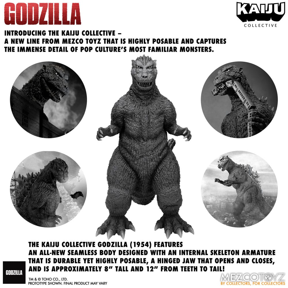 PREORDINE ESAURITO Godzilla (1954) Kaiju Collective Action Figure Godzilla - Black & White Edition 20 cm