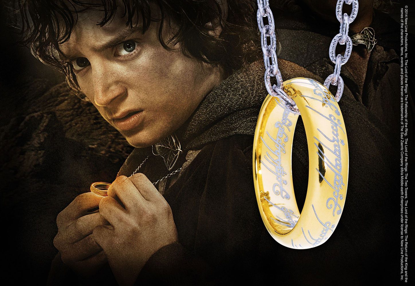 AUF BESTELLUNG gefertigter Herr der Ringe-Ring mit Kette, Der Eine Ring (Sterlingsilber)