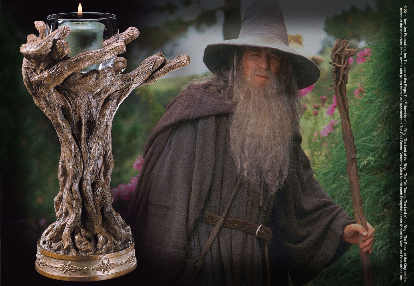AUF BESTELLUNG Herr der Ringe Kerzenhalter Gandalf der Graue 23 cm