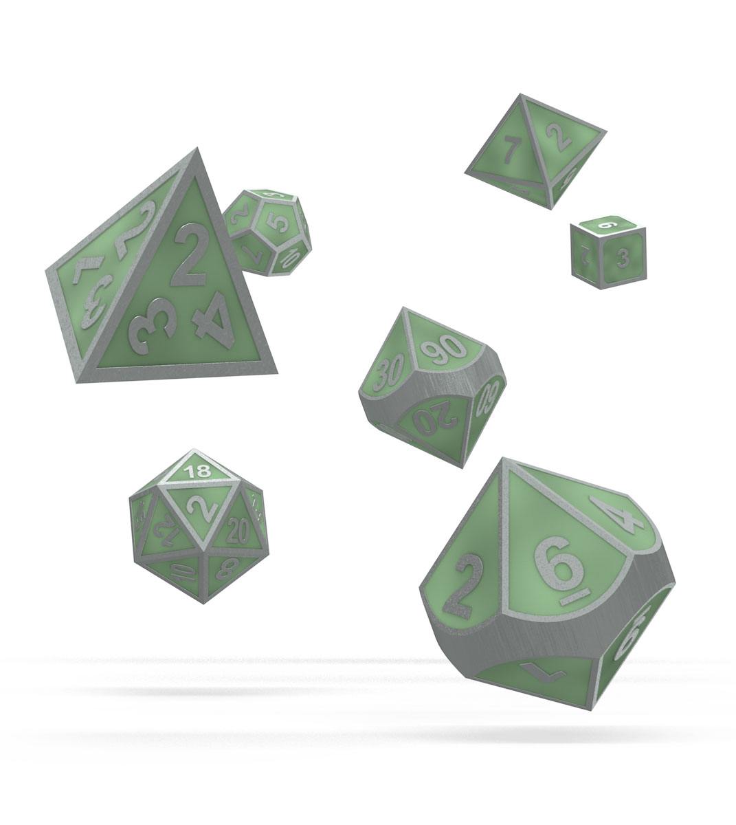 AUF BESTELLUNG HERGESTELLT Oakie Doakie Würfel RPG Set Metall Glow in the Dark - Druid's Blaze (7) *SONDERPREIS*