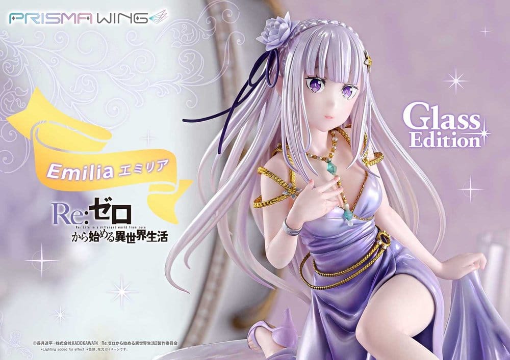 PREORDINE+ 08/2028 Re:Zero Prisma Wing Statue 1/7 Emilia Glass Edition Bonus Version 29 cm