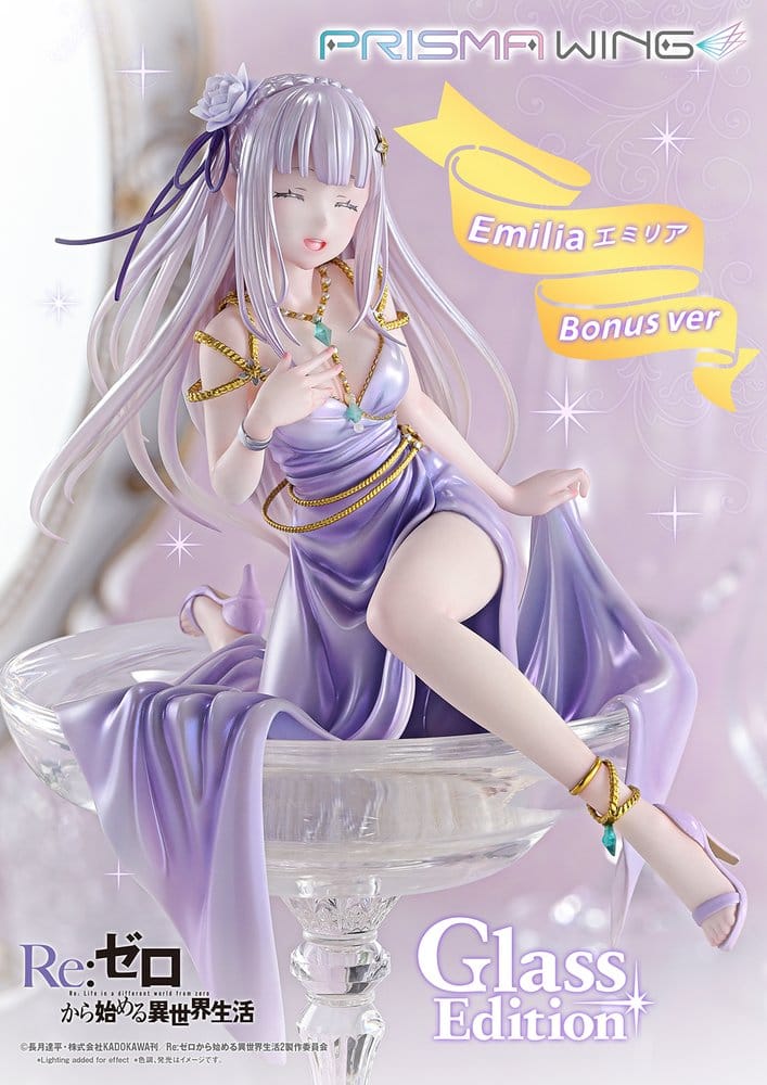 PREORDINE+ 08/2028 Re:Zero Prisma Wing Statue 1/7 Emilia Glass Edition Bonus Version 29 cm