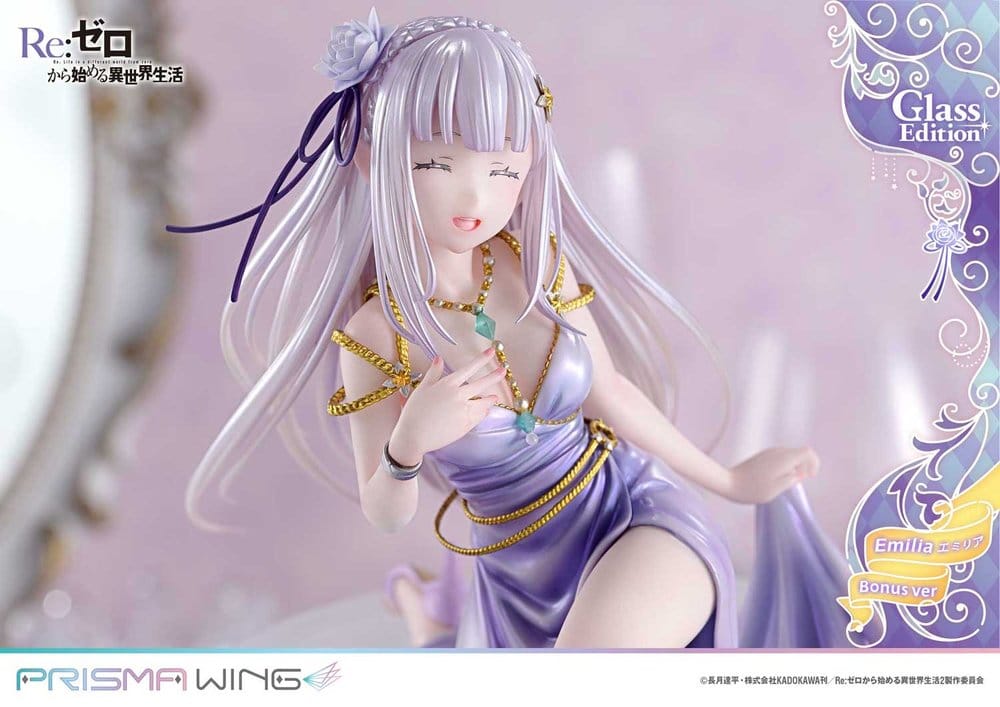 PREORDINE+ 08/2028 Re:Zero Prisma Wing Statue 1/7 Emilia Glass Edition Bonus Version 29 cm