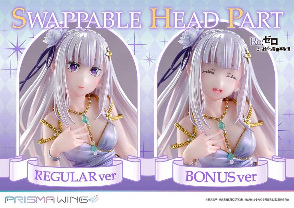 PREORDINE+ 08/2028 Re:Zero Prisma Wing Statue 1/7 Emilia Glass Edition Bonus Version 29 cm