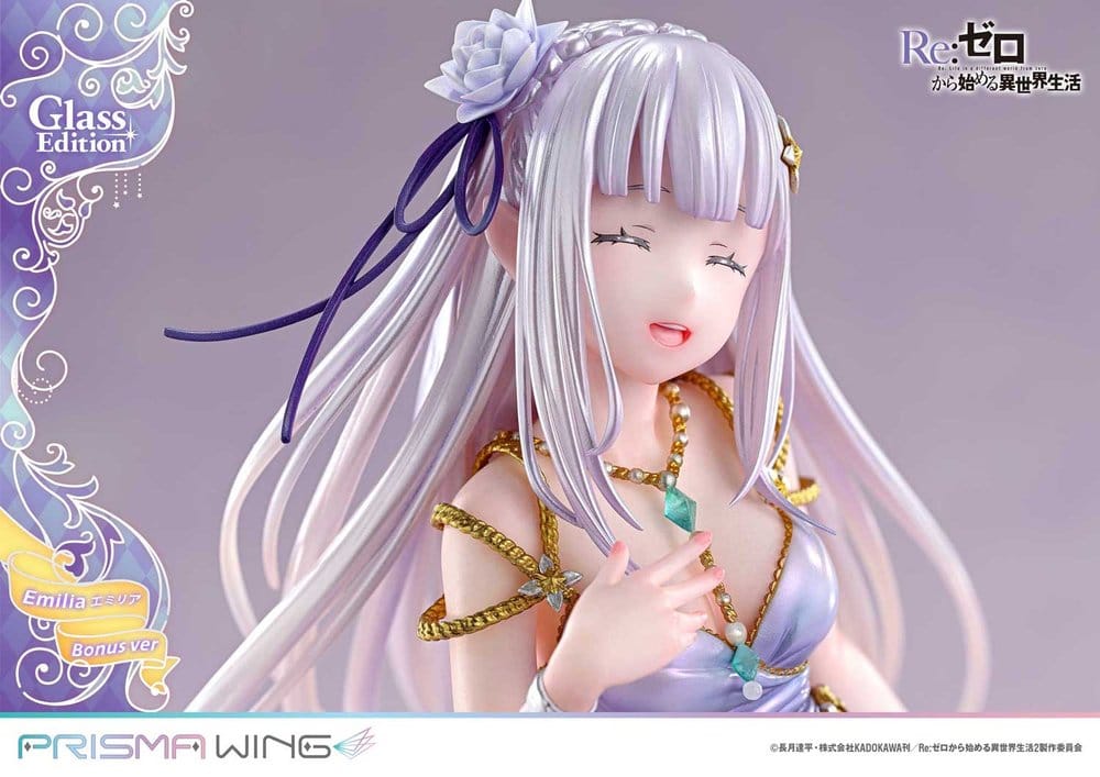 PREORDINE+ 08/2028 Re:Zero Prisma Wing Statue 1/7 Emilia Glass Edition Bonus Version 29 cm