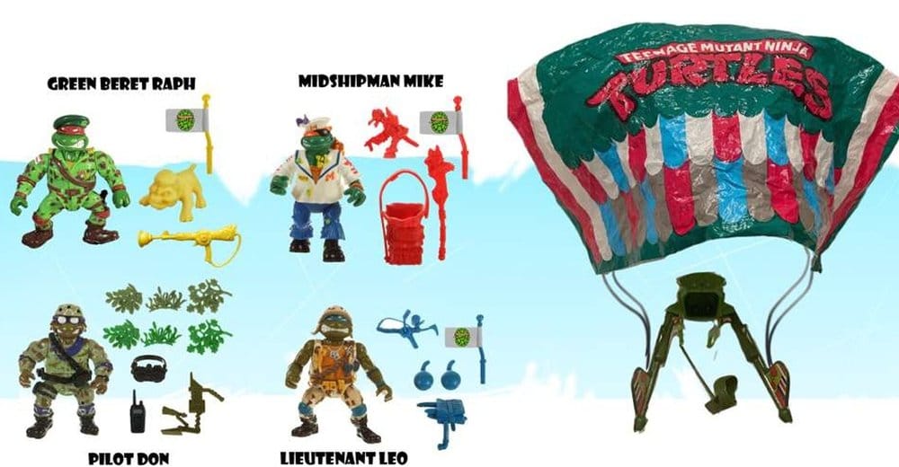🧪 LAB | SU ORDINAZIONE Teenage Mutant Ninja Turtles Classic Action Figures 4-Pack Sewer Heroes with Parachute