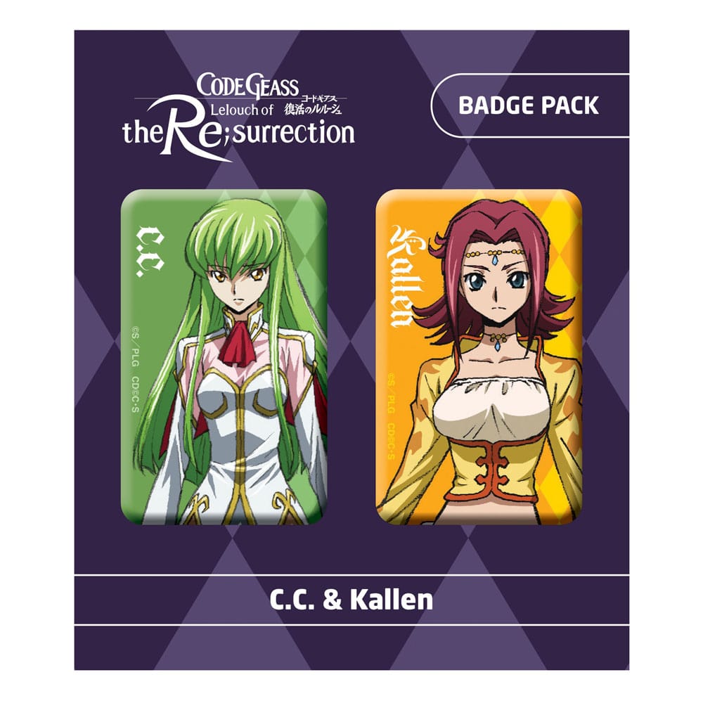 SU ORDINAZIONE Code Geass Lelouch of the Re:surrection Pin Badges 2-Pack C.C. & Kallen *PREZZO SPECIALE*