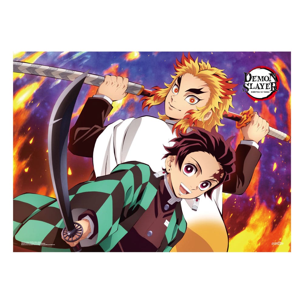 SU ORDINAZIONE Demon Slayer: Kimetsu no Yaiba Fabric Poster Tanjiro And Kyojuro Rengoku 84 x 118 cm *PREZZO SPECIALE*
