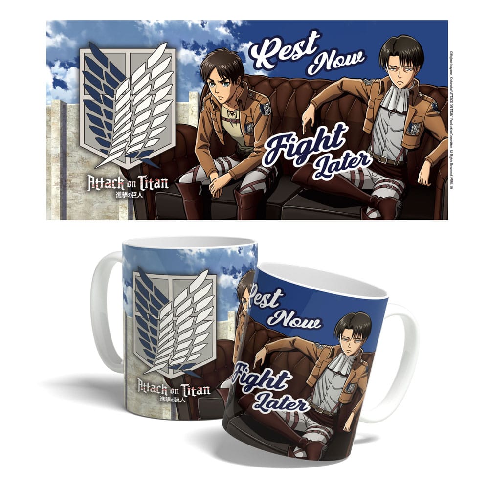 SU ORDINAZIONE Attack on Titan Mug Rest Now, Fight Later 325 ml