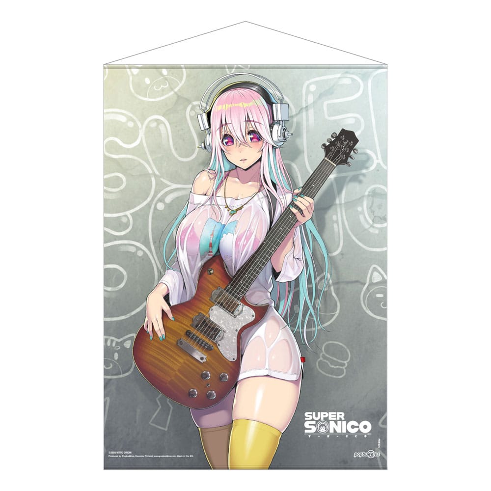 Super Sonico Wandbild, auf Bestellung gefertigt: Super Sonico mit Gitarre, 50 x 70 cm