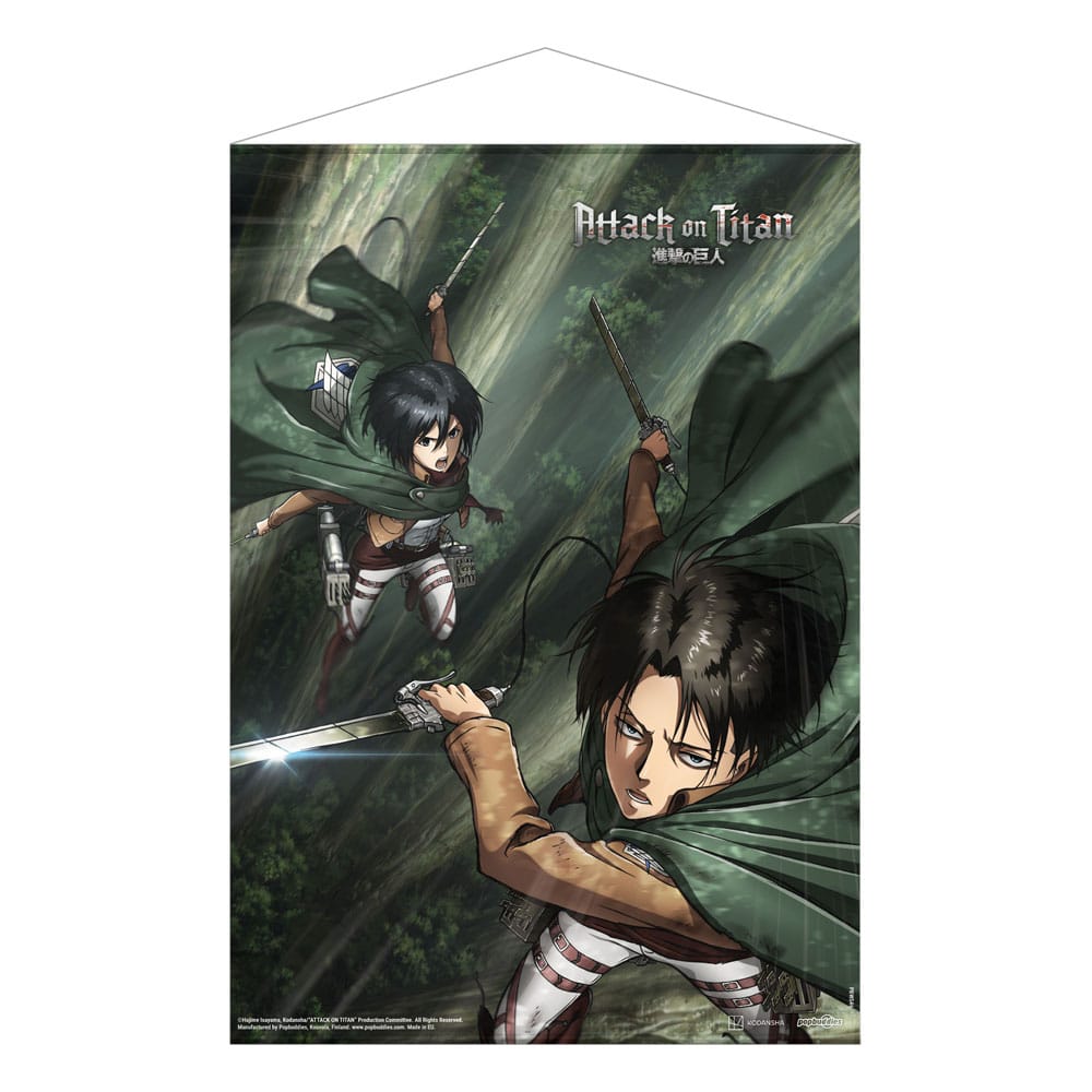 SU ORDINAZIONE Attack on Titan Wallscroll Mikasa and Levi 50 x 70 cm