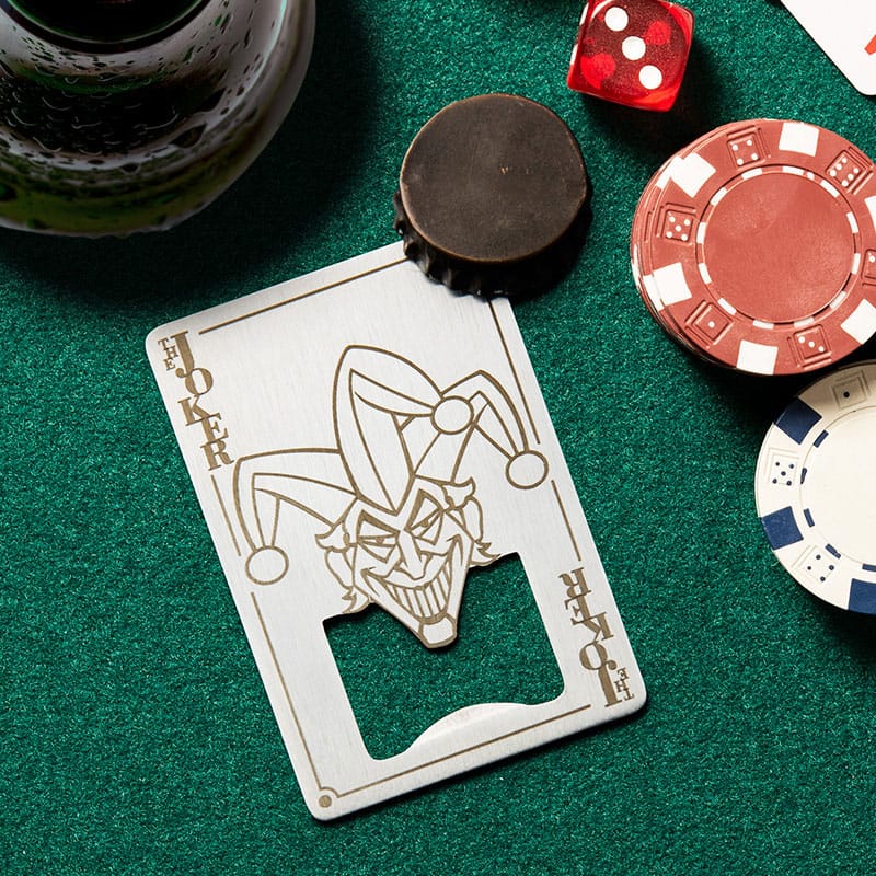 SU ORDINAZIONE DC Comics Bottle Opener Joker Playing Card 8 cm