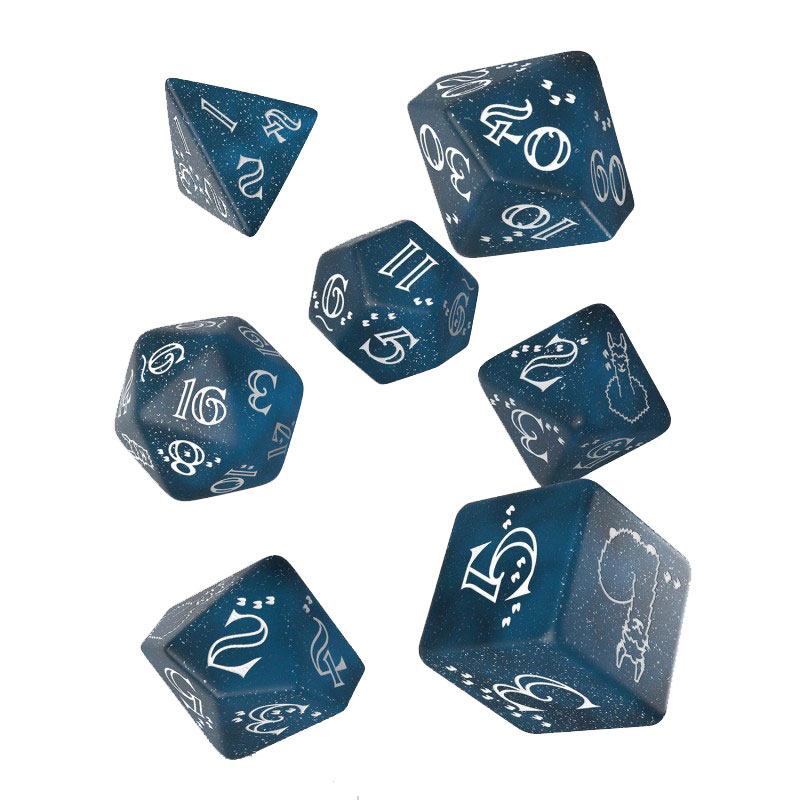 SU ORDINAZIONE Shimmering Llama Dice Set Glittering dark Blue & White (7)