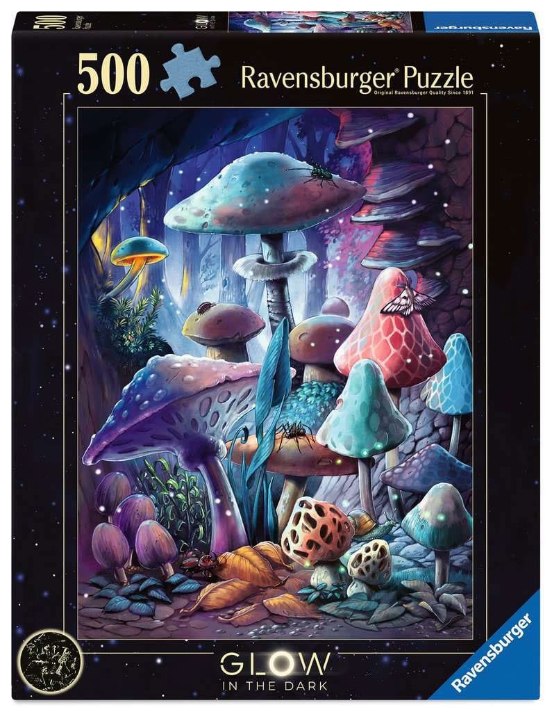 SU ORDINAZIONE Ravensburger Glow-in-the-Dark Jigsaw Puzzle Moonlight Mushrooms (500 pieces)