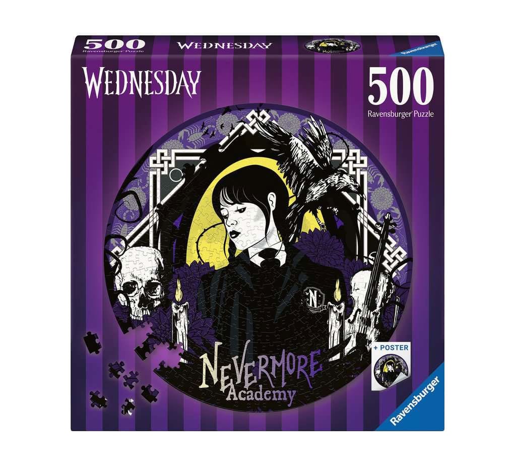 SU ORDINAZIONE Wednesday Round Jigsaw Puzzle Nevermore Academy (500 pieces) *PREZZO SPECIALE*