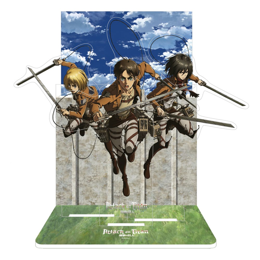 SU ORDINAZIONE Attack on Titan Acrylic Diorama Eren, Mikasa & Armin 20 cm *PREZZO SPECIALE*