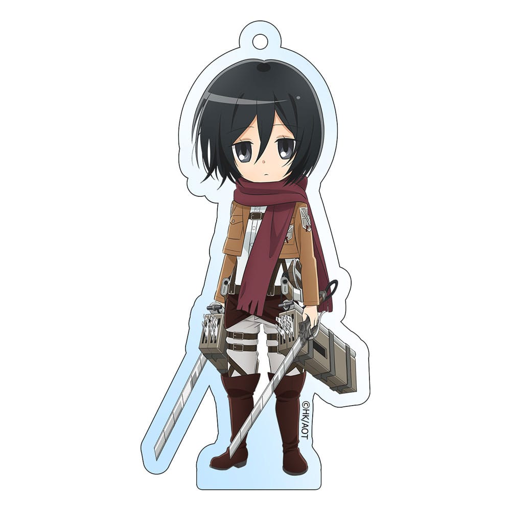 Auf Bestellung gefertigter Attack on Titan Acryl-Schlüsselanhänger Mikasa, holografisch, 8 cm