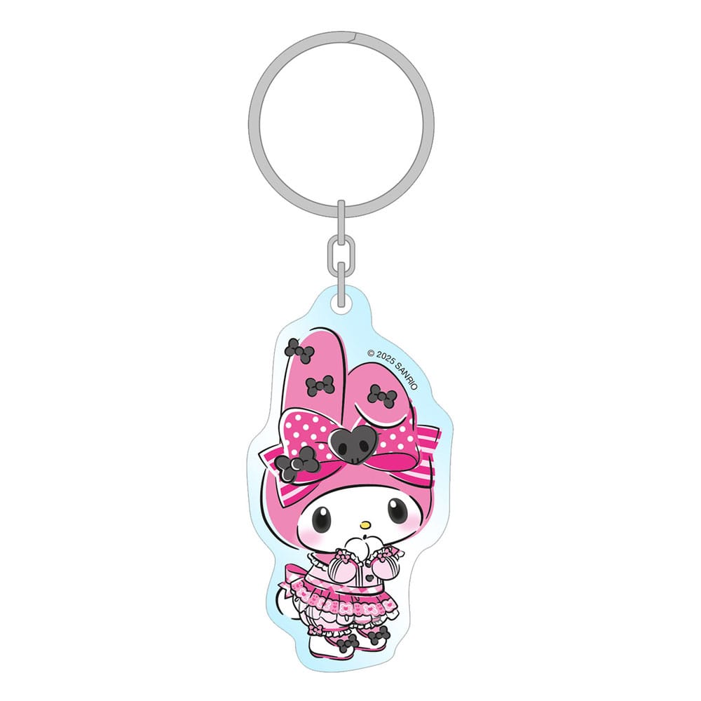 SU ORDINAZIONE Sanrio Pink Black Party Series Acrylic Keychain My Melody 7 cm