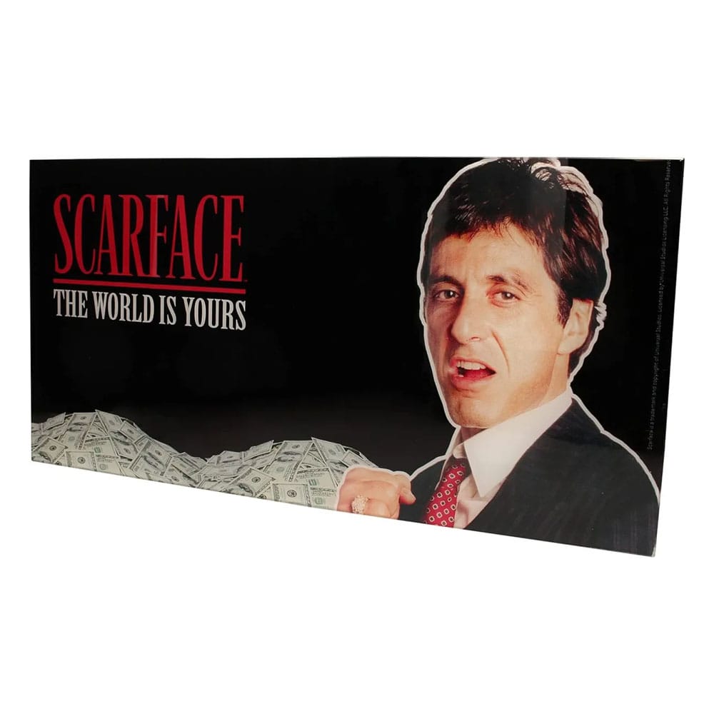 SU ORDINAZIONE Scarface Glass Poster The World Is Yours (Black Background) 60 x 30 cm