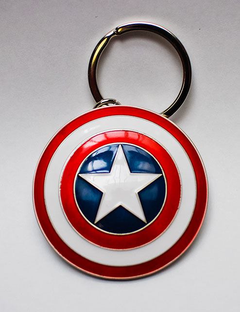 AUF BESTELLUNG gefertigter Marvel Comics Metall-Schlüsselanhänger Captain America Schild