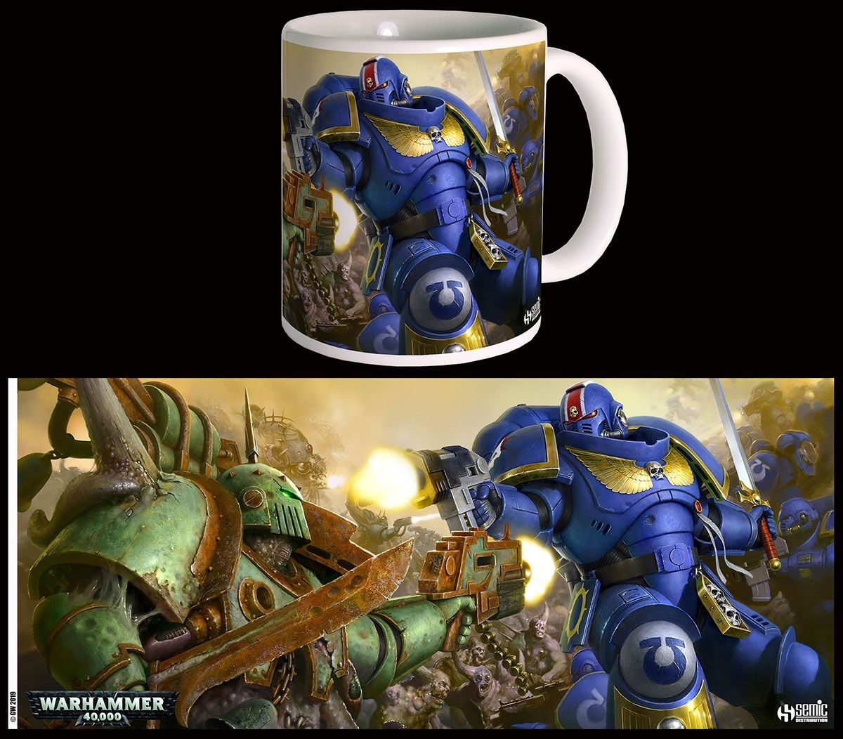 Auf Bestellung gefertigt: Warhammer 40K Tasse Ultramarines gegen Nurgle (AUSVERKAUFT)