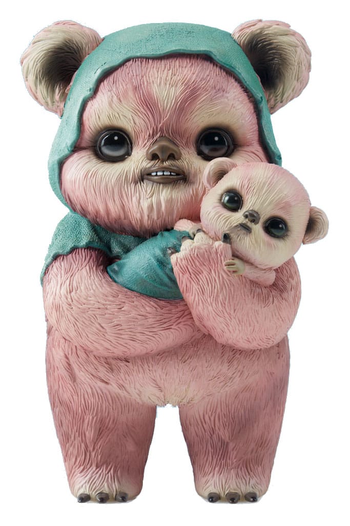 AUF BESTELLUNG gefertigte Star Wars Designerstatue Ewok von Mab Graves, Pinke Variante, 18 cm