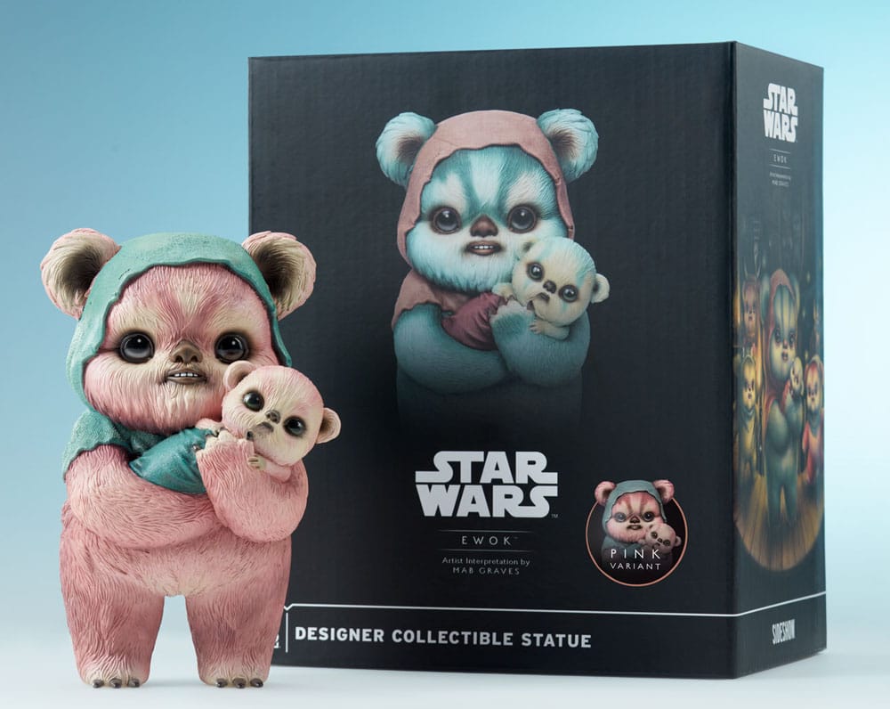 🧪 LAB | SU ORDINAZIONE Star Wars Designer Statue Ewok by Mab Graves Pink Variant 18 cm