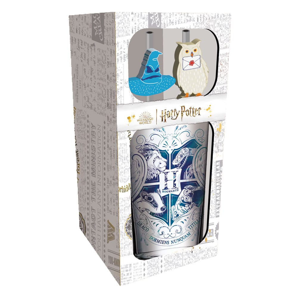 SU ORDINAZIONE Harry Potter Glass Tumbler with Straws Hogwarts 485 ml