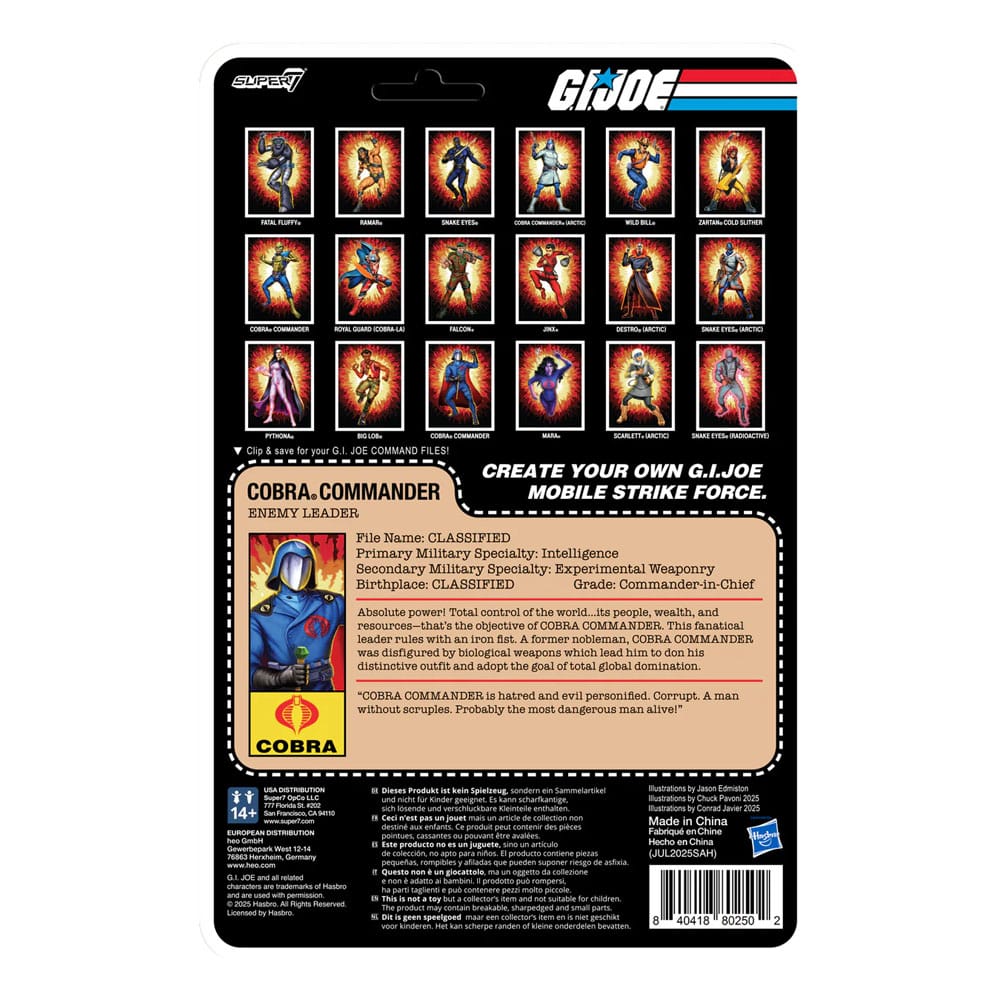 🧪 LAB | SU ORDINAZIONE GI Joe ReAction+ Action Figure Wave 06 Cobra Commander (Movie, Black Cape) 10 cm