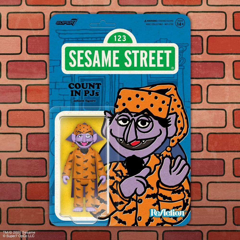 🧪 LAB | SU ORDINAZIONE Sesame Street ReAction Action Figure Wave 06 Count Von Count (PJs) 10 cm