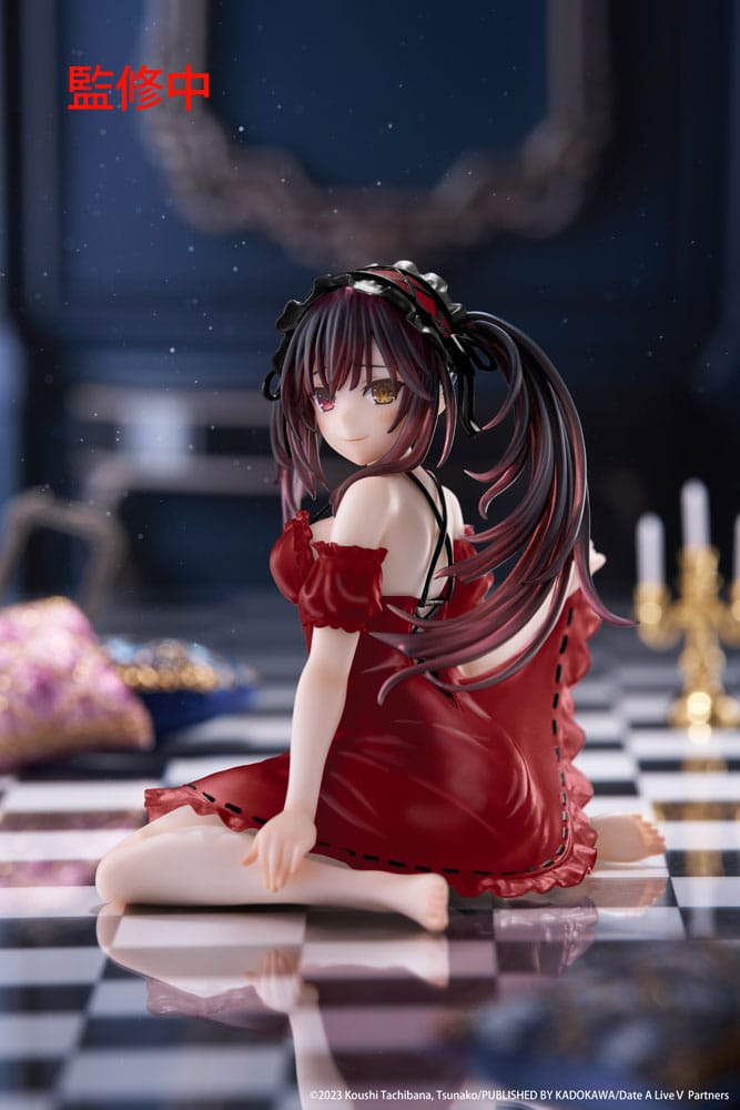 Auf Bestellung gefertigt: Date A Live V PVC-Statue, niedliche Desktop-Figur Kurumi Tokisaki, Nachtwäsche-Version, Renewal, 13 cm