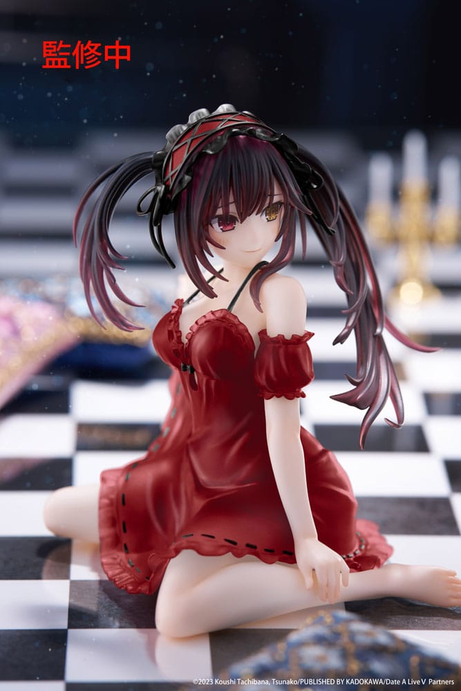 Auf Bestellung gefertigt: Date A Live V PVC-Statue, niedliche Desktop-Figur Kurumi Tokisaki, Nachtwäsche-Version, Renewal, 13 cm