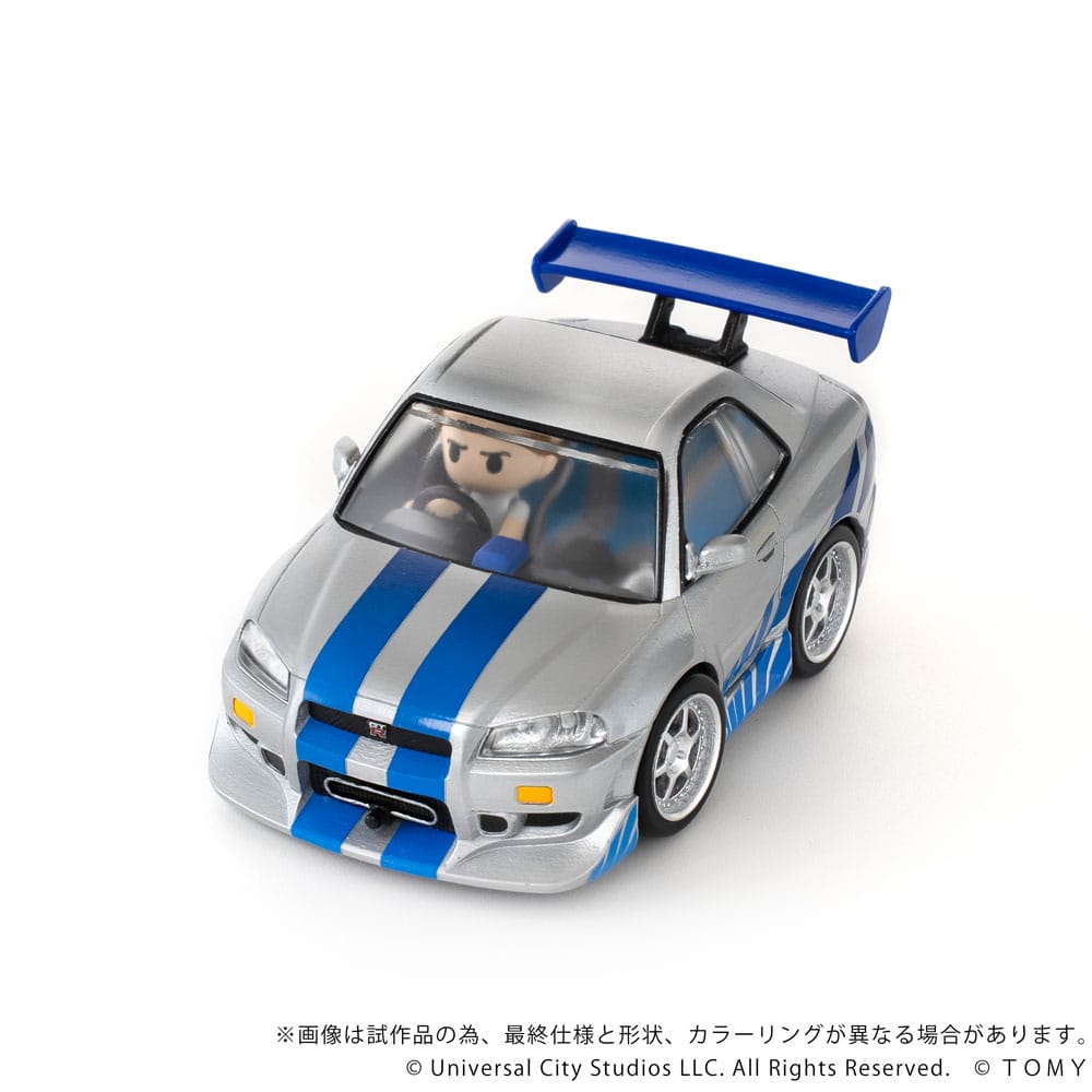 SU ORDINAZIONE Fast & Furious Q-Village Vehicle with mini-figure Nissan Skyline GT-R (R34) 9 cm