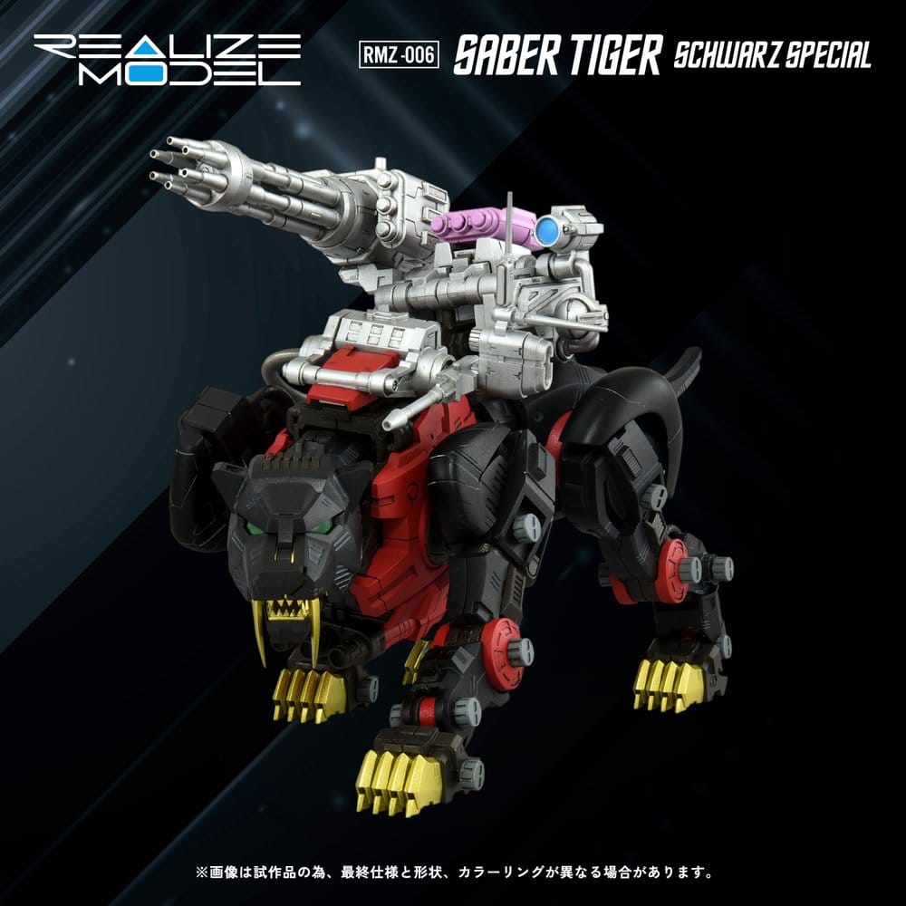 PREORDINE+ 08/2027 Zoids Plastic Model Kit 1/100 RMZ-006 Saber Tiger Schwarz Special 19 cm
