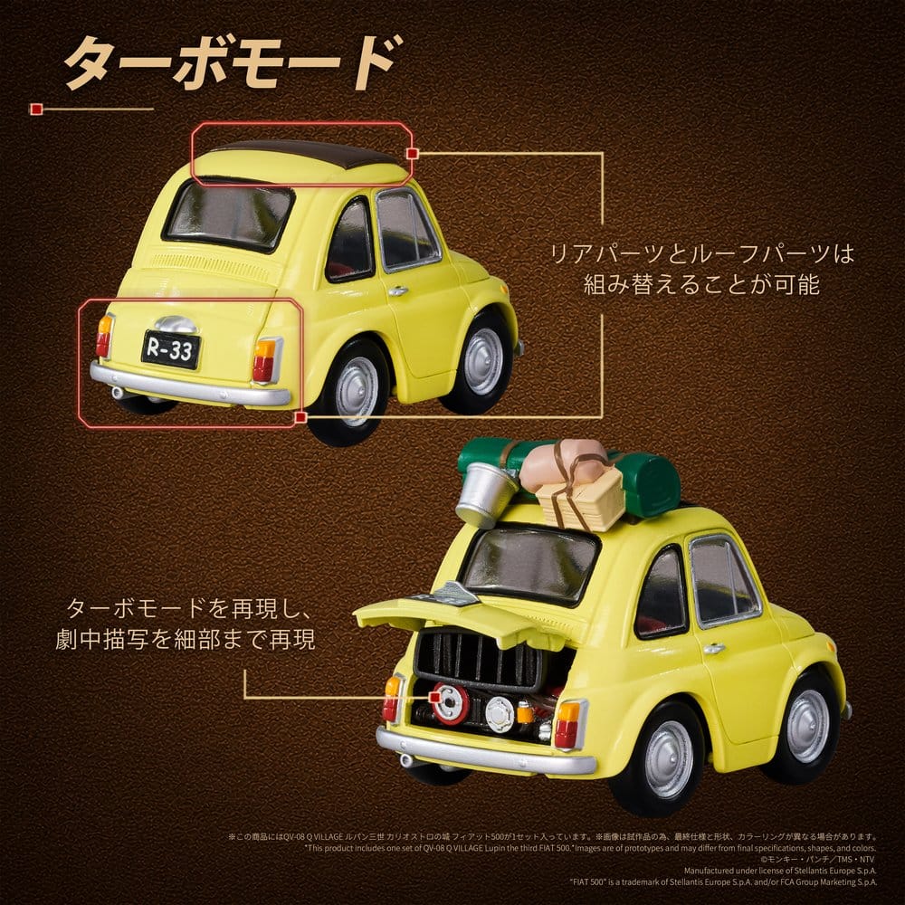 PREORDINE+ 08/2027 Lupin the Third: The Castle of Cagliostro Q Village PVC Figure QV-08 Fiat 500 8 cm