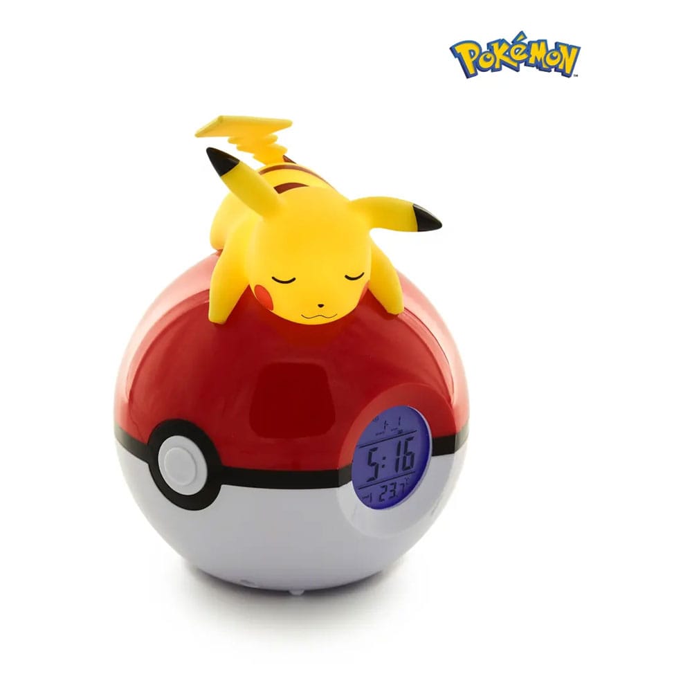 MADE TO ORDER Pokémon Alarm Clock Pokeball with Light Pikachu 18 cm