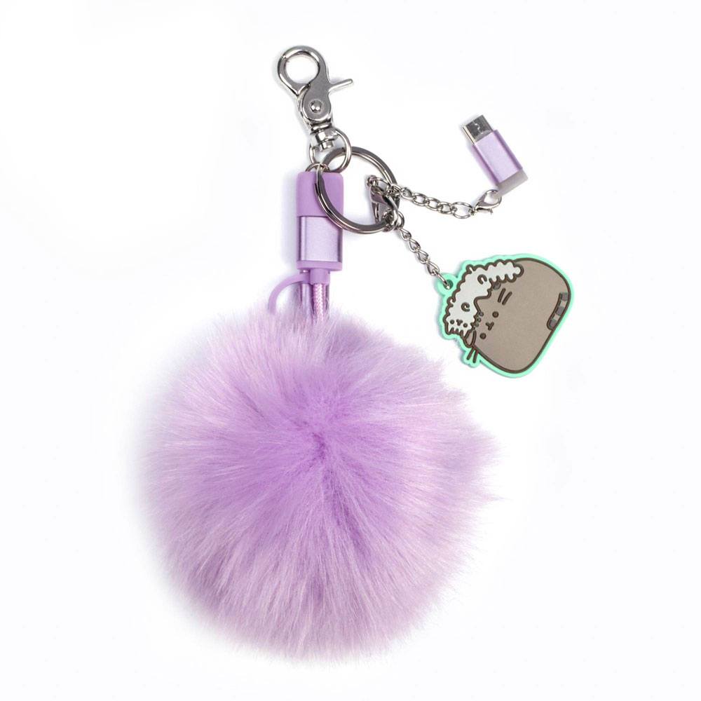 AUF BESTELLUNG Pusheen USB-Ladekabel 3in1 mit Schlüsselanhänger Pom Pom