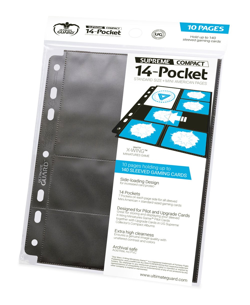 MADE TO ORDER Ultimate Guard 14-Pocket Supreme Compact Pages Standard + Mini American (10) - Black