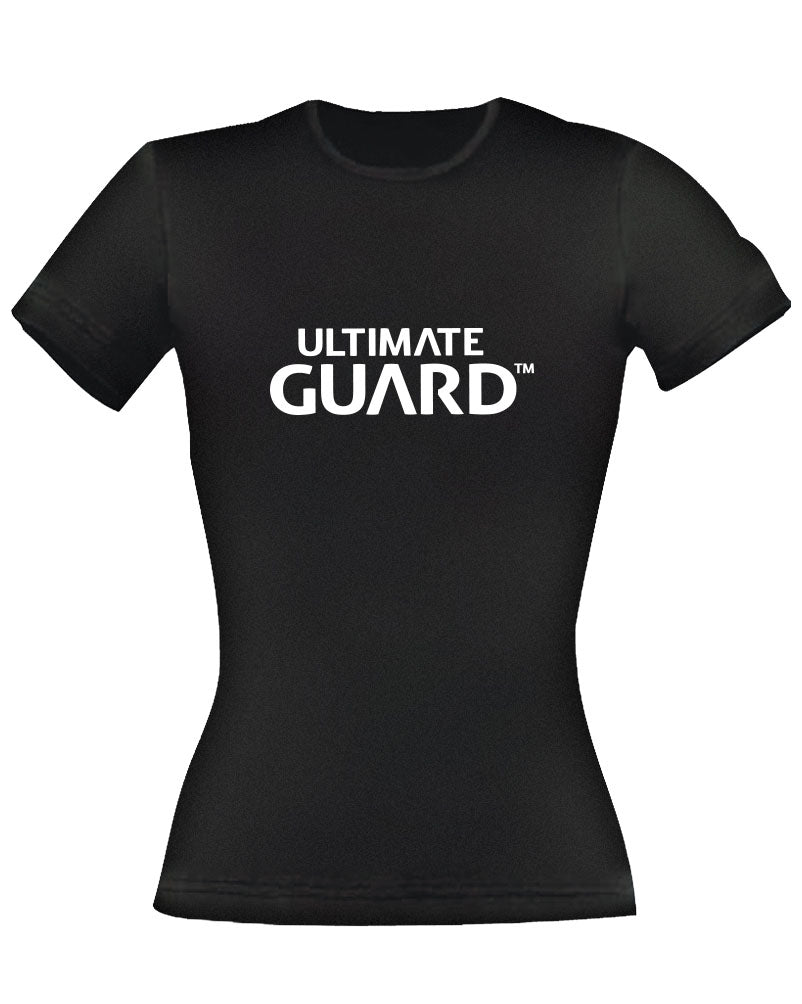 Auf Bestellung gefertigtes Ultimate Guard Damen-T-Shirt mit Schriftzug, Schwarz, Größe L *SONDERPREIS*