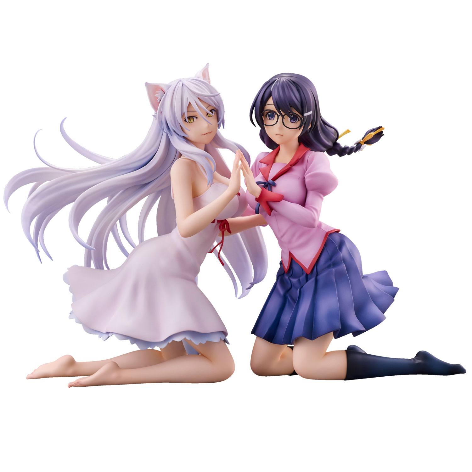 SU ORDINAZIONE Nekomonogatari Monogatari Series PVC Statues Tsubasa Hanekawa Set (re-run) 19 cm
