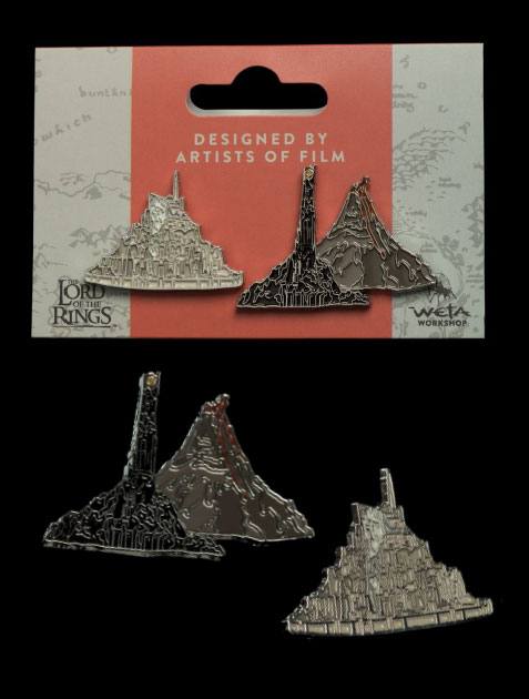 Auf Bestellung gefertigte Herr der Ringe Sammler-Pins, 2er-Pack Minas Tirith & Schicksalsberg *SONDERPREIS*