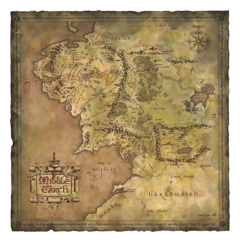 🧪 LAB | SU ORDINAZIONE Lord of the Rings Art Print Parchment Map of Middle-earth 59 x 30 cm