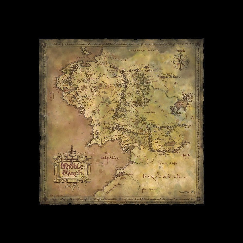 🧪 LAB | SU ORDINAZIONE Lord of the Rings Art Print Parchment Map of Middle-earth 59 x 30 cm