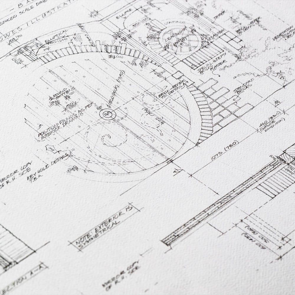 🧪 LAB | SU ORDINAZIONE The Lord of the Rings Blueprint Art Print Bag End 59 x 42 cm